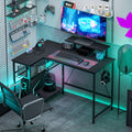 Bureau gaming d'angle réversible avec support écran, 114,5 cm, noir