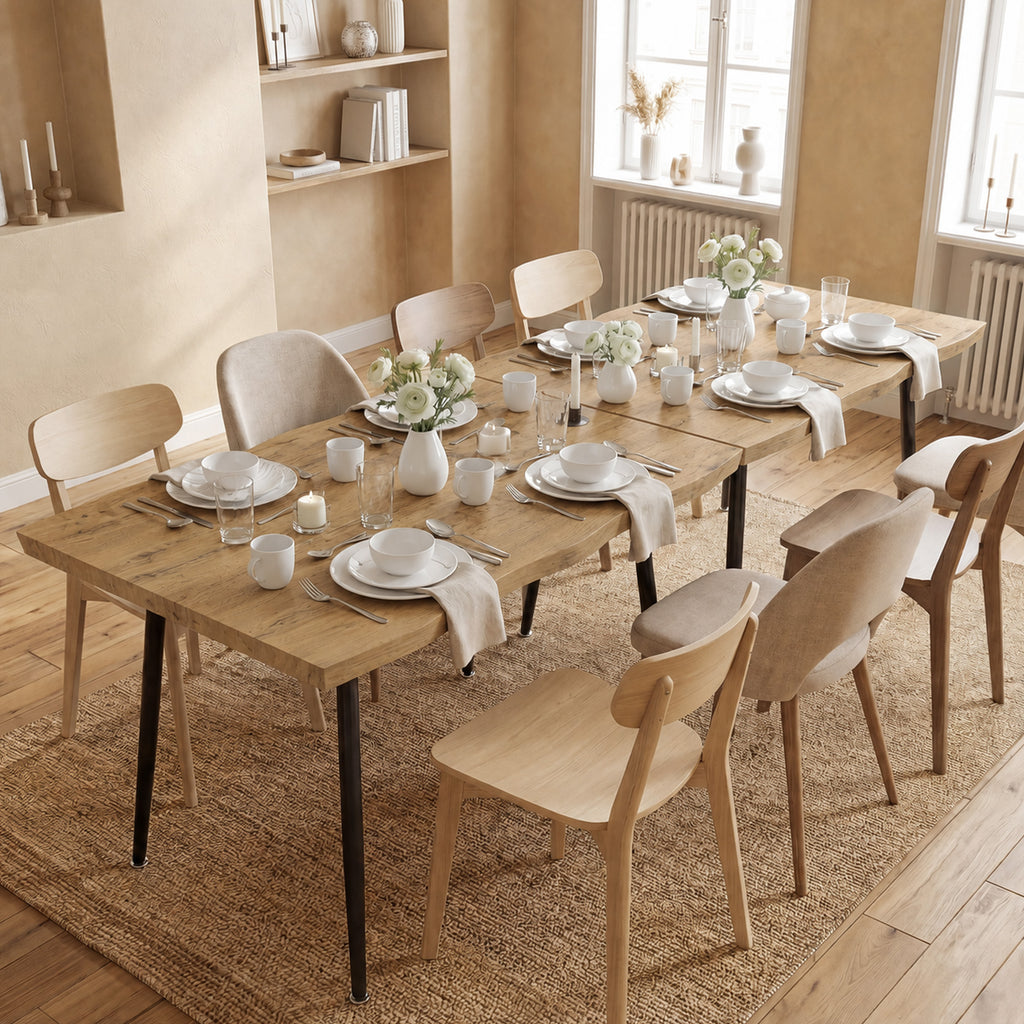 Table à manger 4 personnes effet chêne, 110 x 70 cm