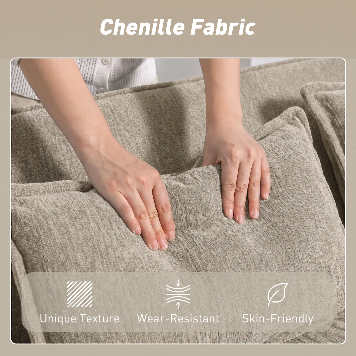 Canapé convertible 4 en 1 en chenille marron, 167 cm