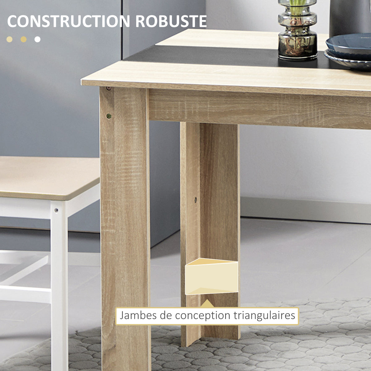 Table à manger design moderne en bois, 120 x 69 cm