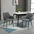 Lot de 2 chaises scandinaves en lin gris foncé, pieds effilés en métal noir