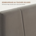 Lit double 140 x 190 cm gris effet velours, tête de lit réglable