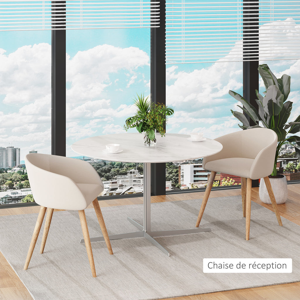 Lot de 2 chaises scandinaves aspect lin, pieds inclinés en bois d'hévéa
