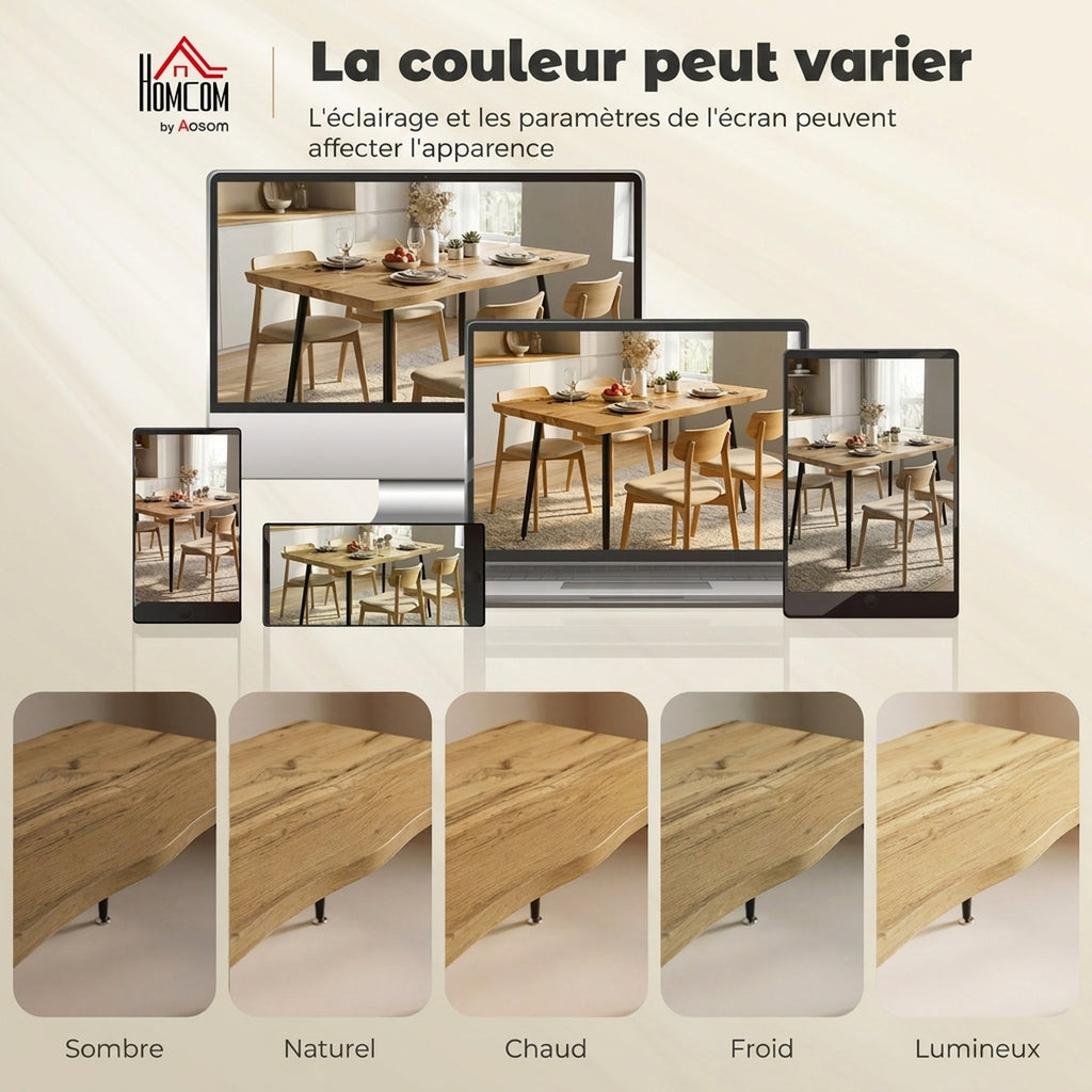 Table à manger 4 personnes effet chêne, 110 x 70 cm