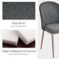 Lot de 2 chaises scandinaves grises, pieds en métal effet bois