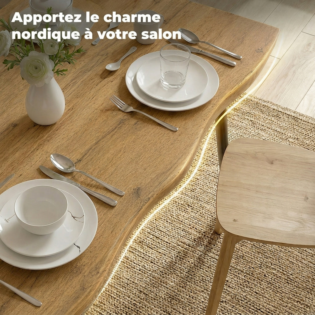 Table à manger 4 personnes effet chêne, 110 x 70 cm