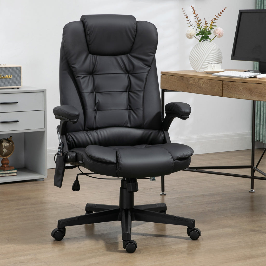 Fauteuil de bureau massant et chauffant électrique fauteuil bureau ergonomique revêtement synthétique noir