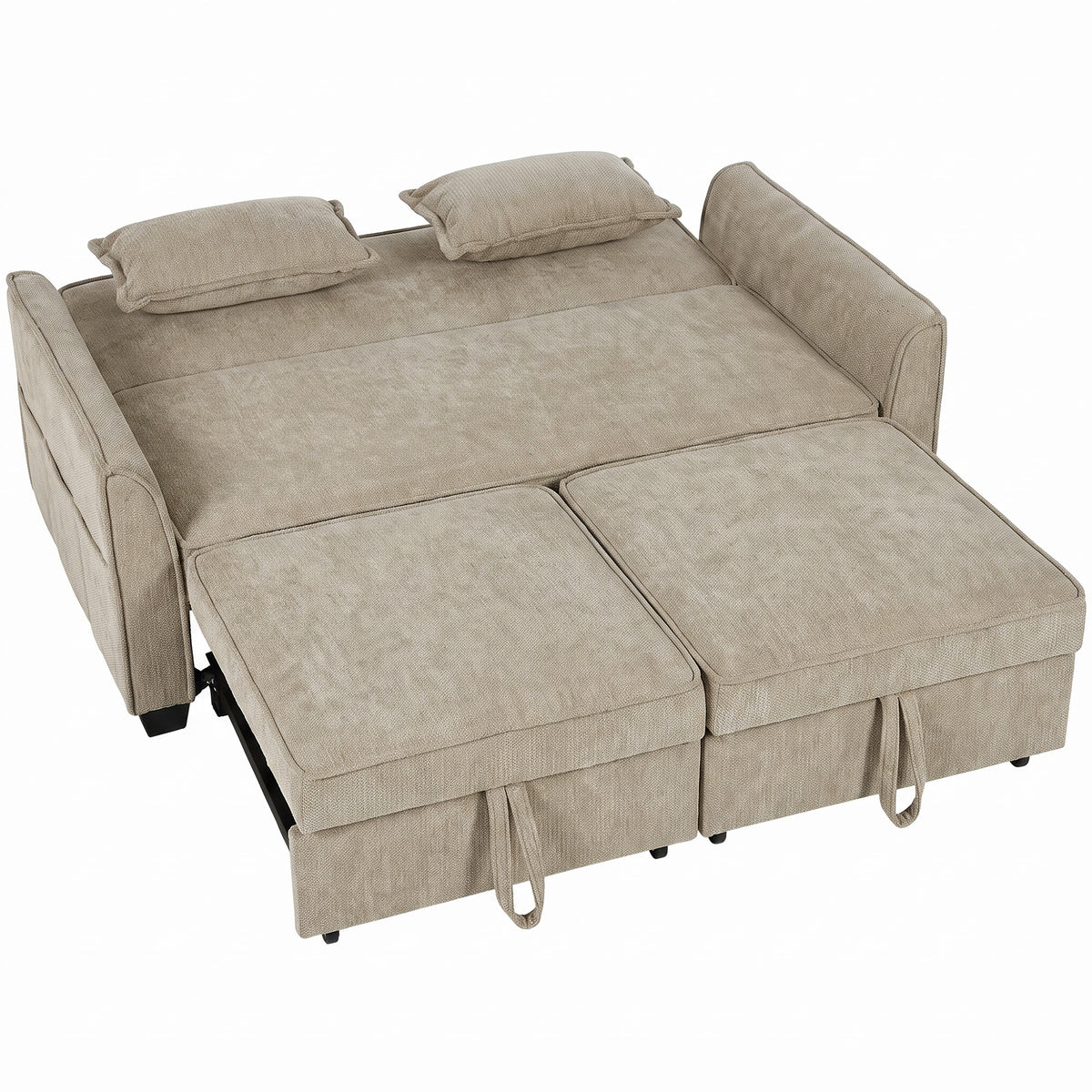 Canapé convertible 4 en 1 en chenille marron, 167 cm