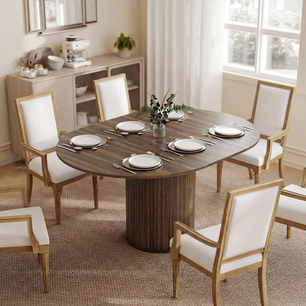 Table à manger extensible 6 à 8 personnes en noyer, 110-150 cm