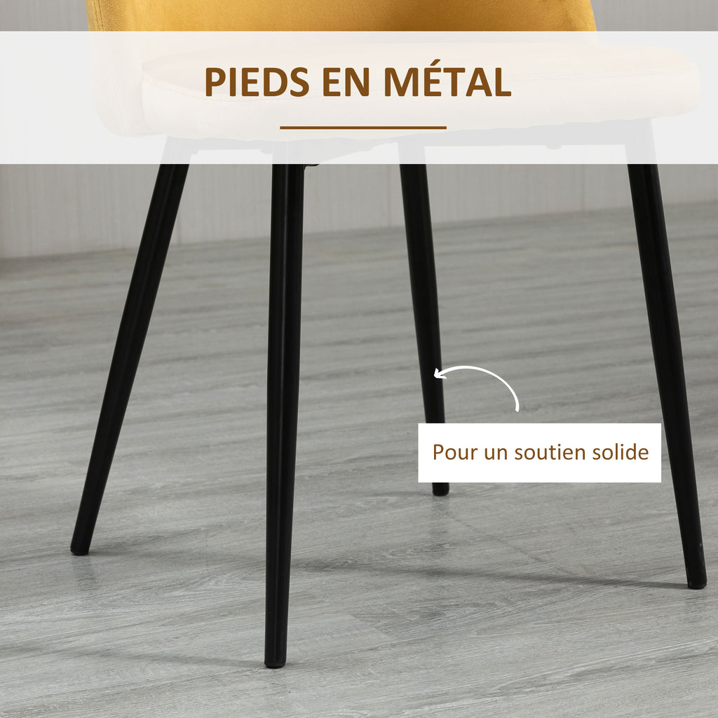 Lot de 4 chaises scandinaves en velours multicolore, pieds en métal