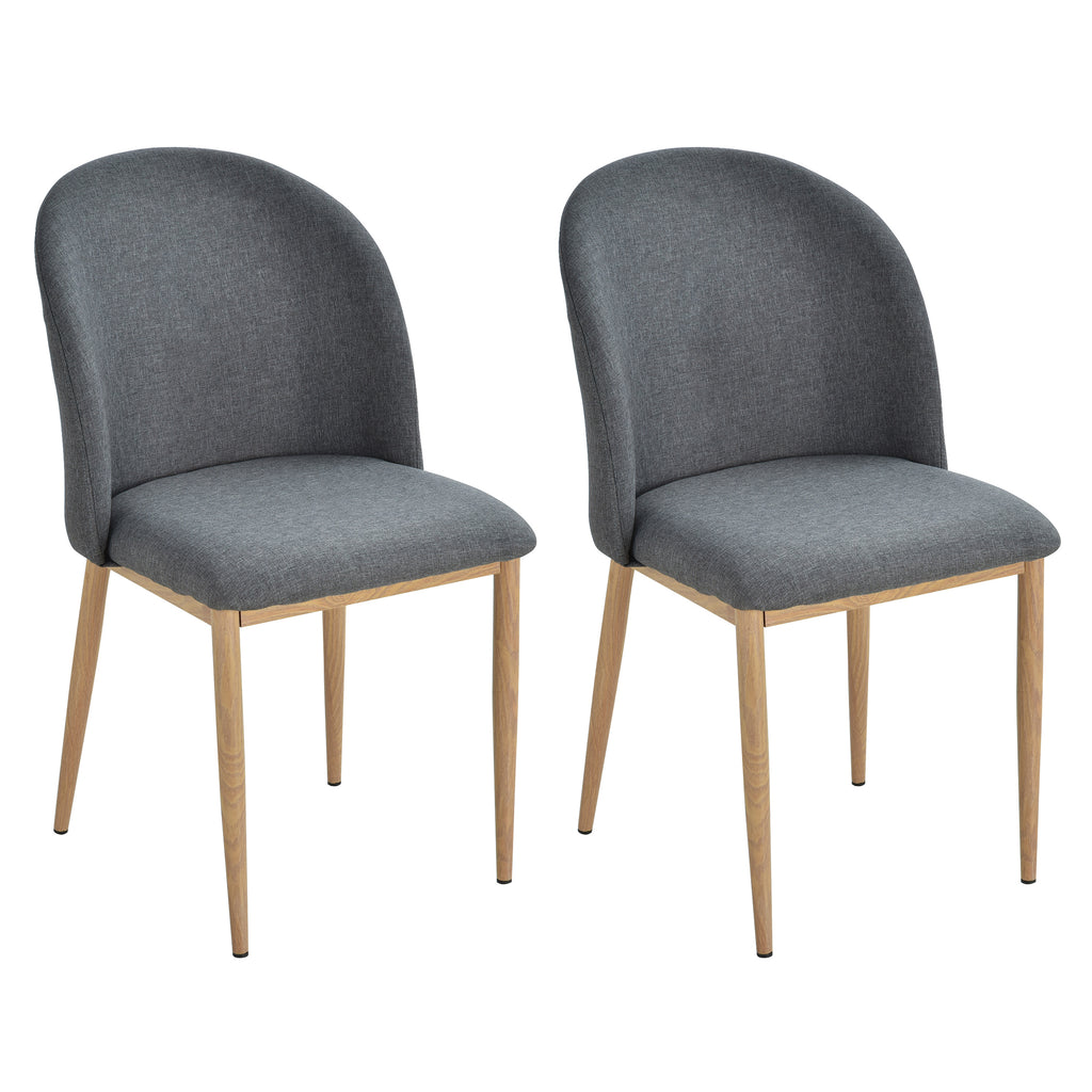 Lot de 2 chaises scandinaves grises, pieds en métal effet bois