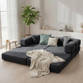 Canapé convertible 2 places 5 en 1 en chenille gris foncé, 198 cm