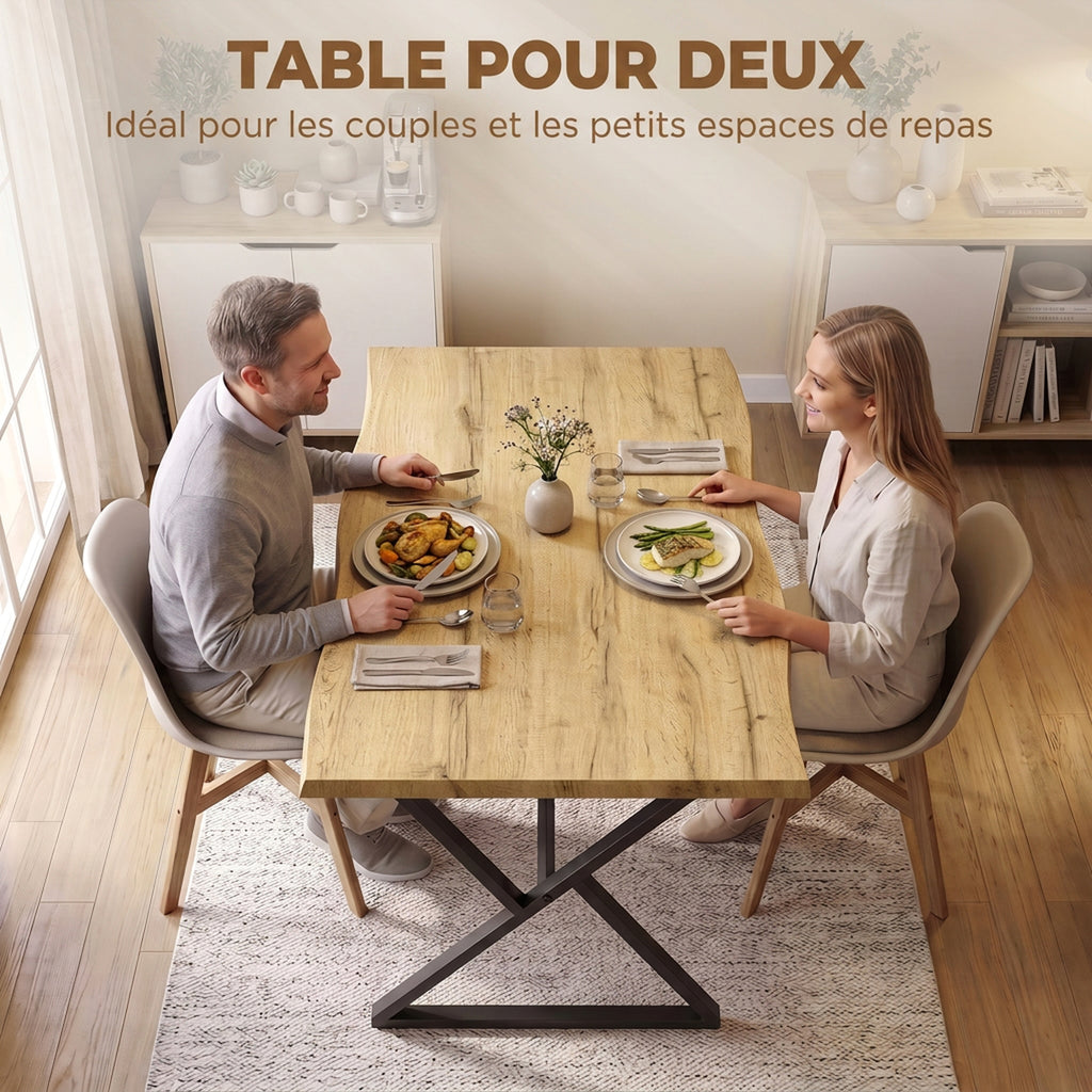 Table à manger 2 personnes noir et chêne, 110 x 67 cm