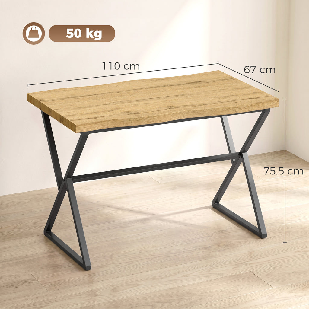 Table à manger 2 personnes noir et chêne, 110 x 67 cm