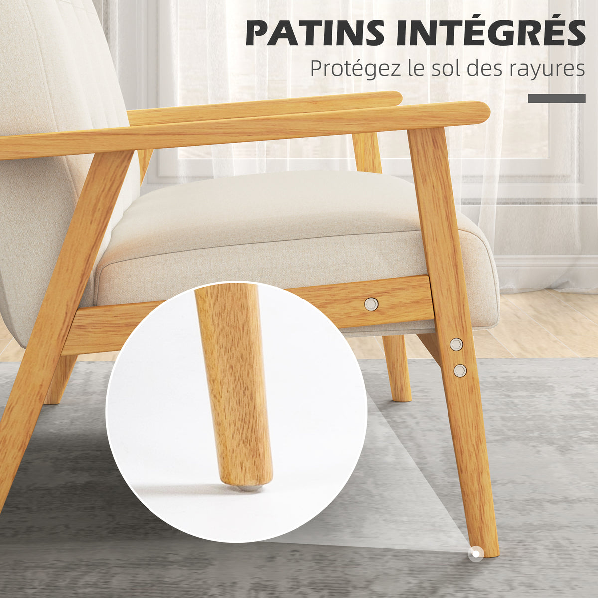 Canapé 2 places scandinave beige, dossier capitonné, 115 cm