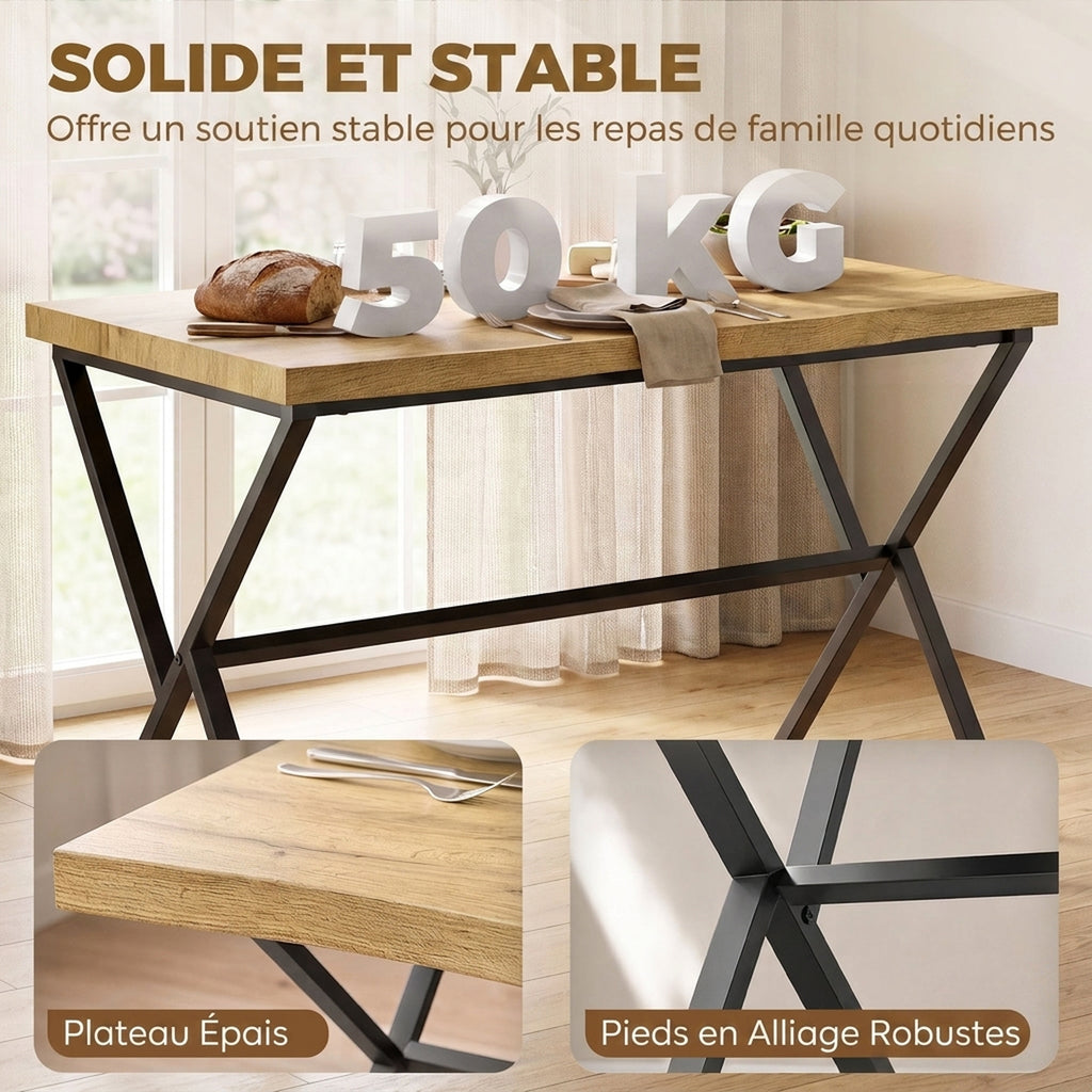 Table à manger 2 personnes noir et chêne, 110 x 67 cm