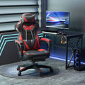 Chaise gaming ergonomique noir et rouge, repose-pieds et coussins inclus