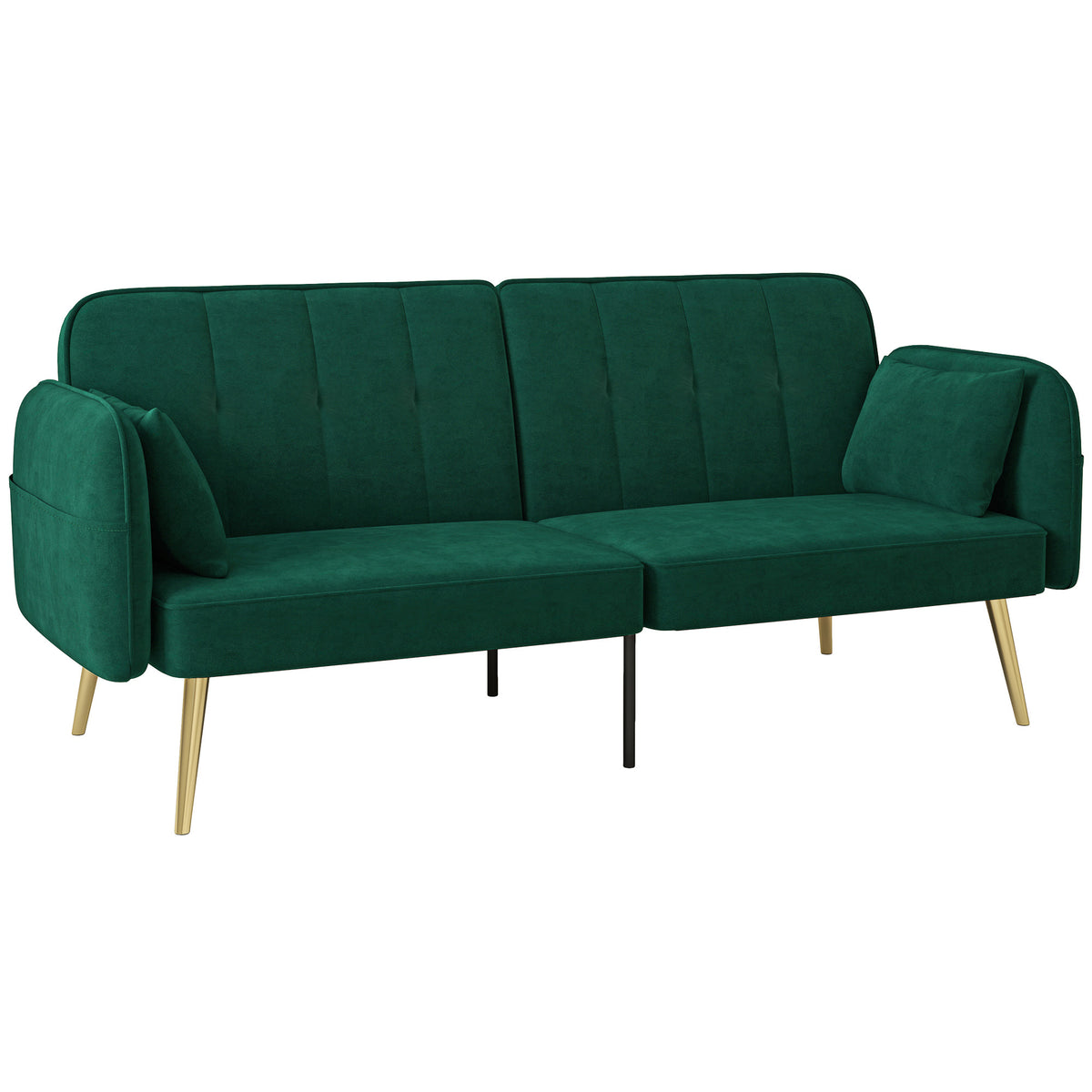 Canapé clic-clac convertible 2 places en velours vert foncé
