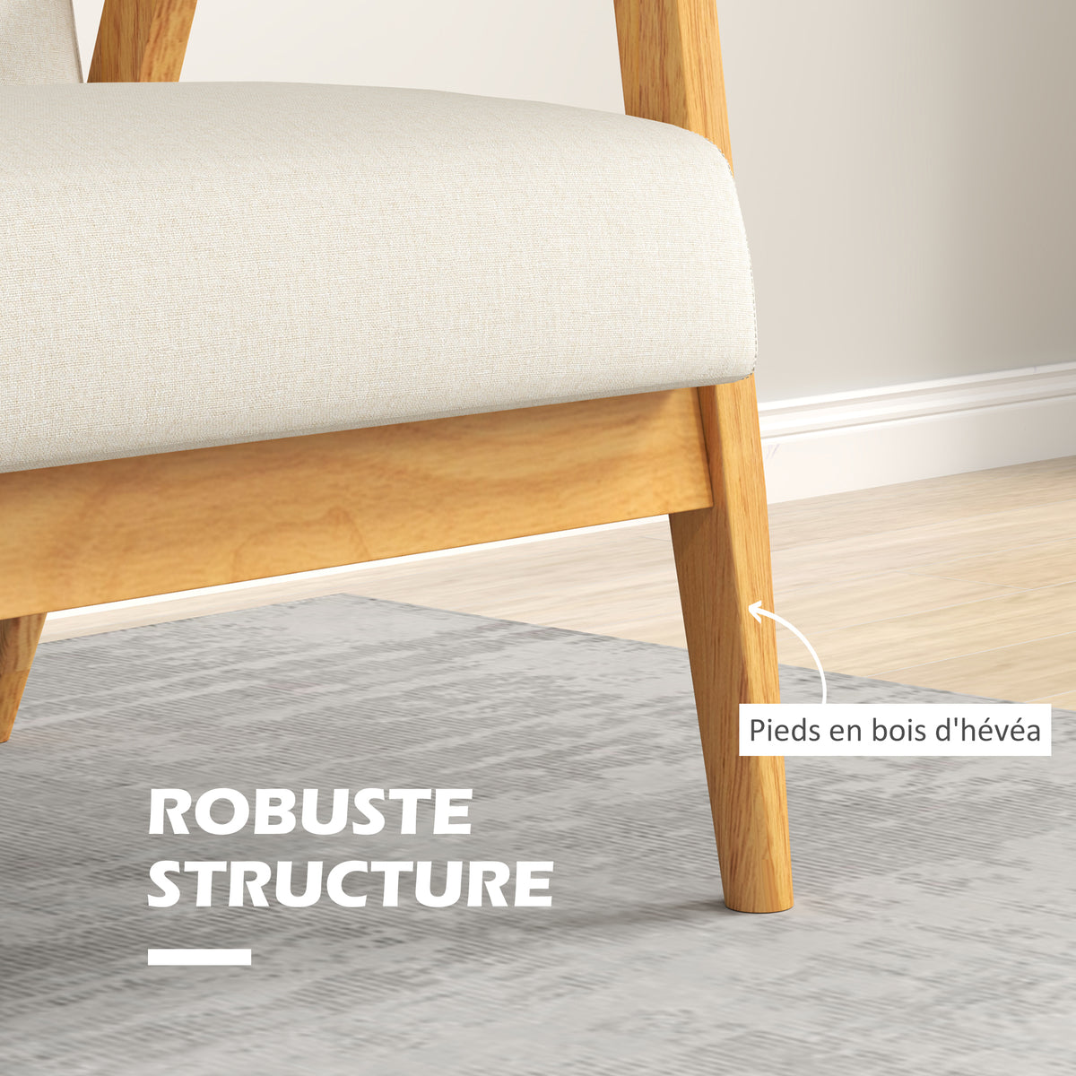 Canapé 2 places scandinave beige, dossier capitonné, 115 cm
