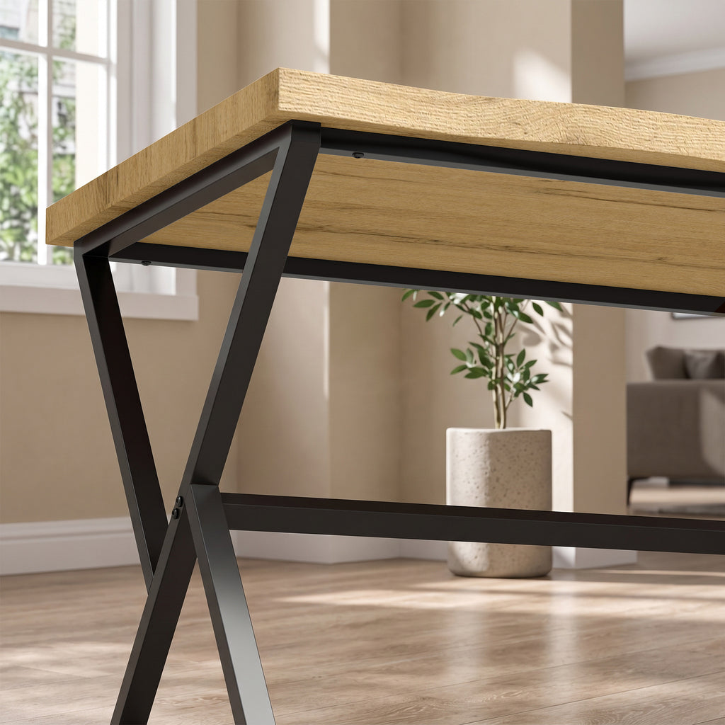 Table à manger 2 personnes noir et chêne, 110 x 67 cm