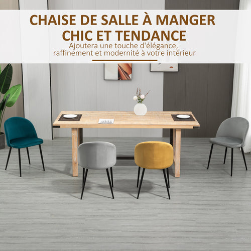 Lot de 4 chaises scandinaves en velours multicolore, pieds en métal
