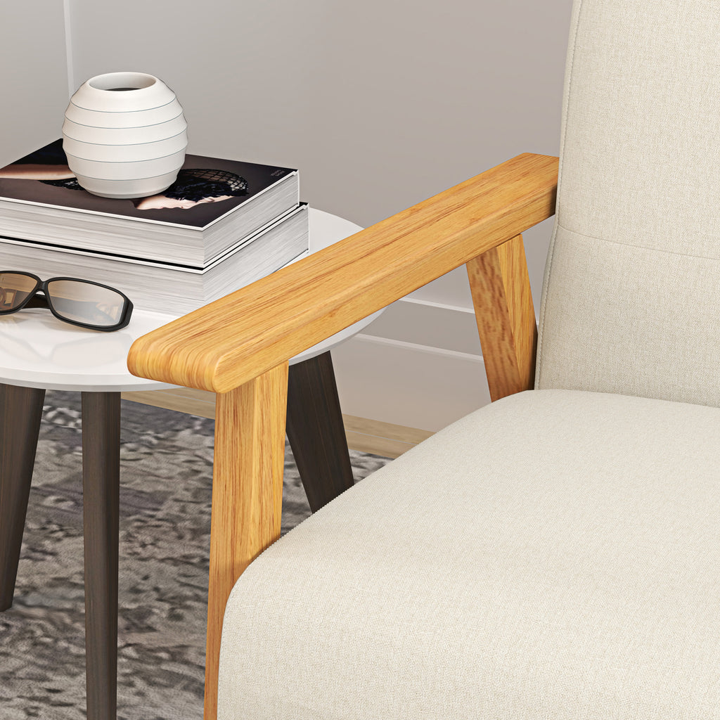Canapé 2 places scandinave beige, dossier capitonné, 115 cm