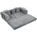 Canapé convertible 3 places en chenille gris, 205 cm