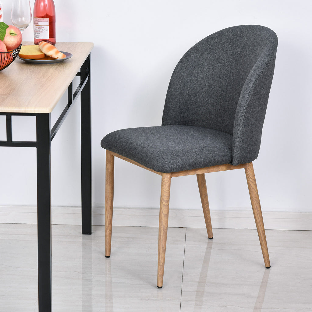 Lot de 2 chaises scandinaves grises, pieds en métal effet bois