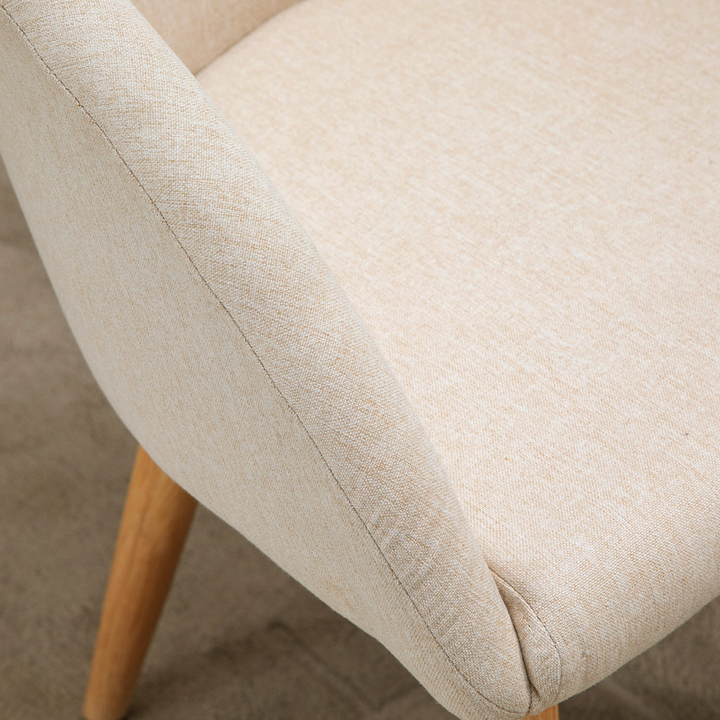 Lot de 2 chaises scandinaves aspect lin, pieds inclinés en bois d'hévéa