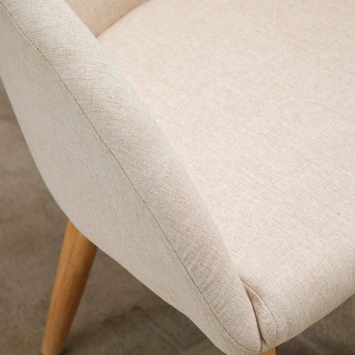 Lot de 2 chaises scandinaves aspect lin, pieds inclinés en bois d'hévéa