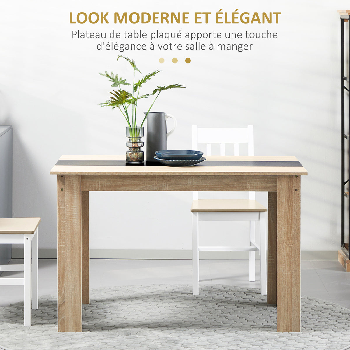 Table à manger design moderne en bois, 120 x 69 cm