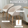 Lot de 2 chaises scandinaves aspect lin, pieds inclinés en bois d'hévéa