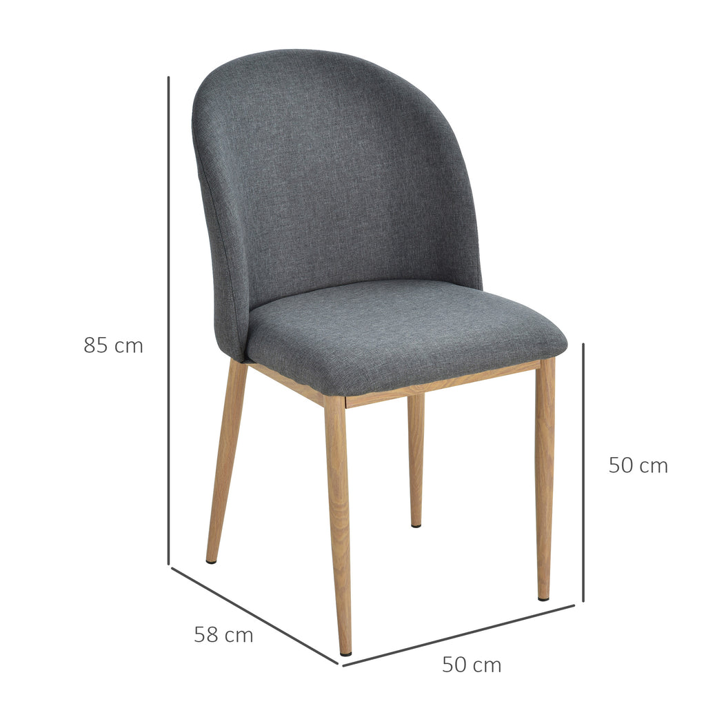 Lot de 2 chaises scandinaves grises, pieds en métal effet bois