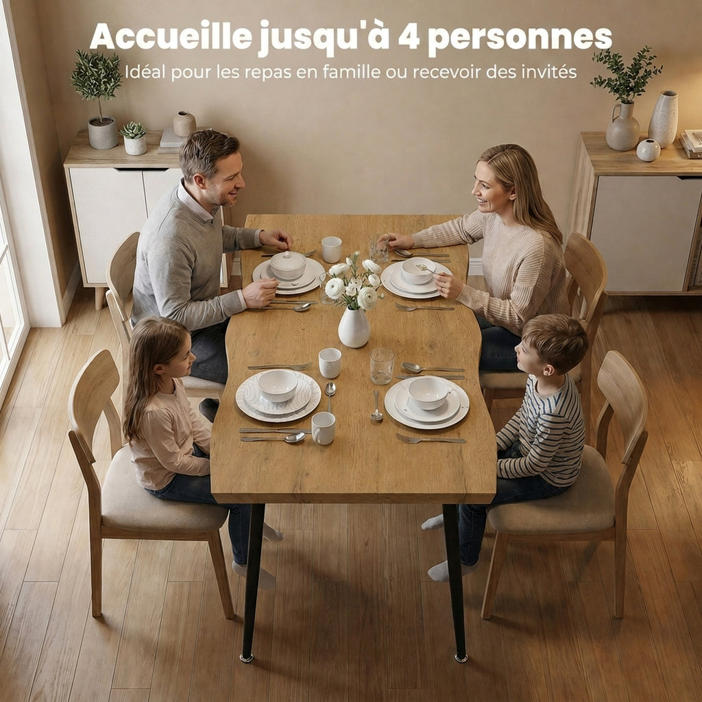 Table à manger 4 personnes effet chêne, 110 x 70 cm