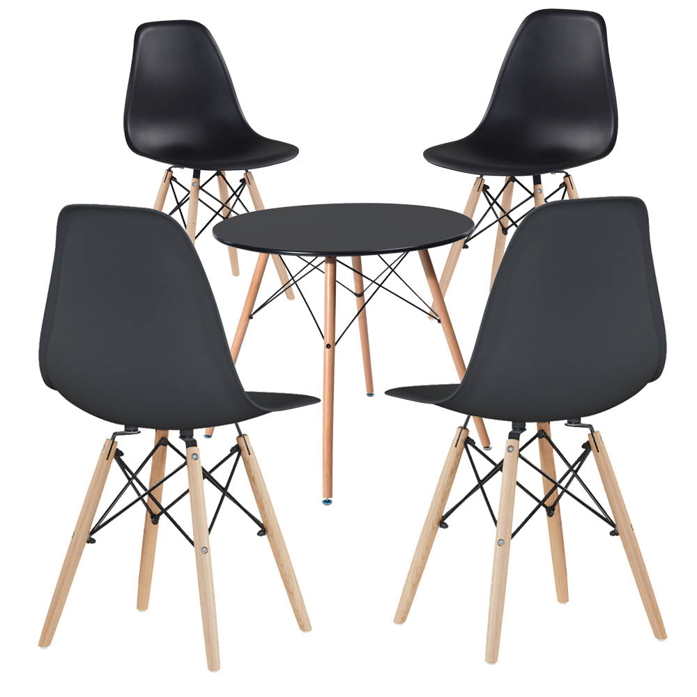 Ensemble table et 4 chaises de salle à manger noires