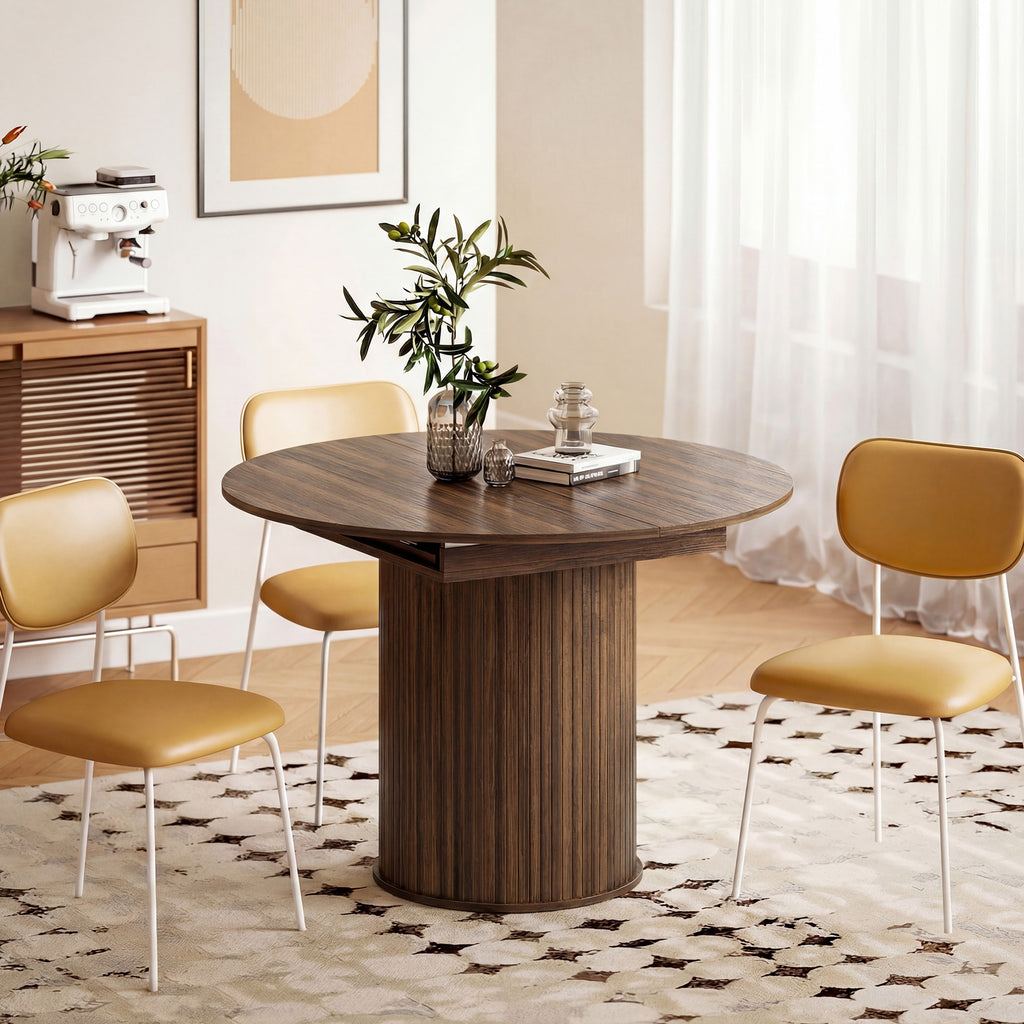 Table à manger extensible 6 à 8 personnes en noyer, 110-150 cm