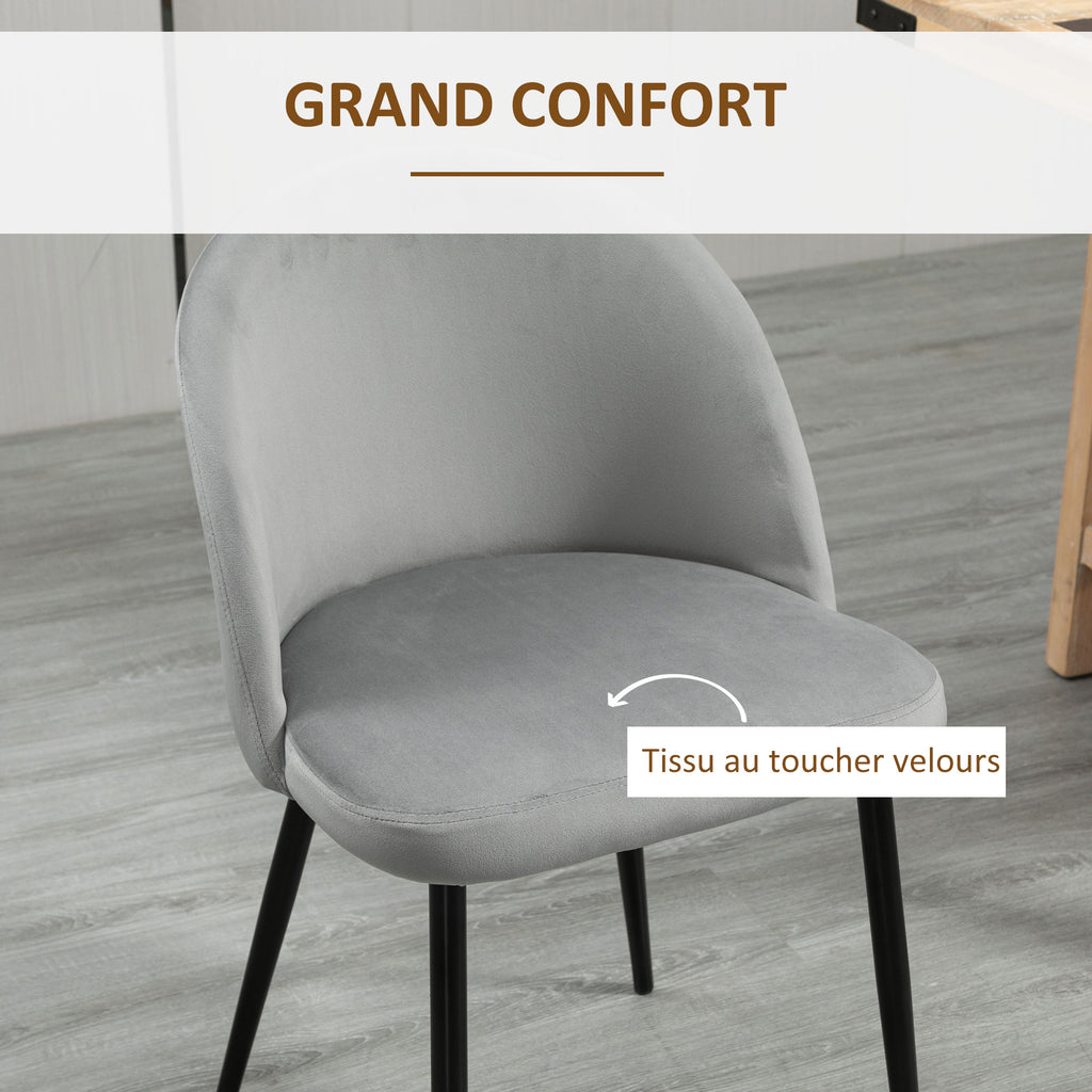 Lot de 4 chaises scandinaves en velours multicolore, pieds en métal