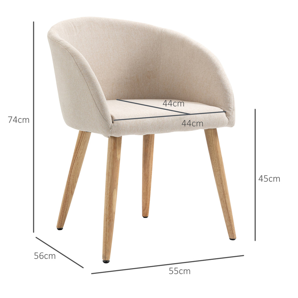 Lot de 2 chaises scandinaves aspect lin, pieds inclinés en bois d'hévéa